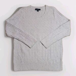 Karen Scott Women's White Cable Knit Sweater Size Large Casual Career Lightweigh